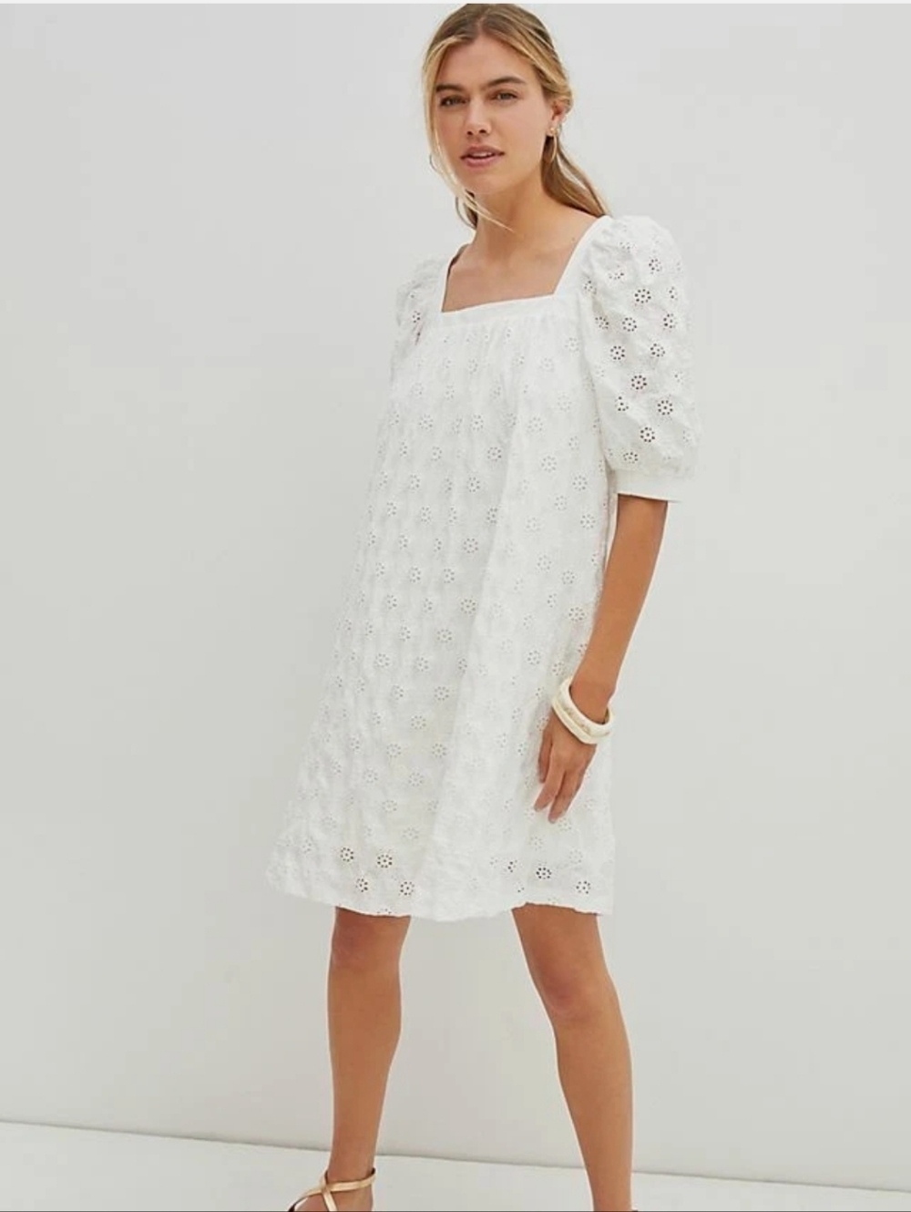 Anthropologie MAEVE white Eyelet Mini Dress Size Small